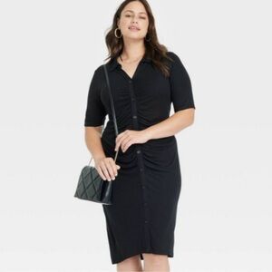 5 for $20🫟🛍️🔵 Ava & Viv’ wmn Short Sleeve Button-Front Midi S Dress. Size 1X